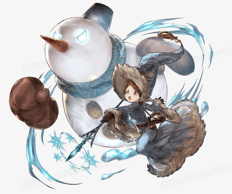 卡通冰雪魔法师少女雪人