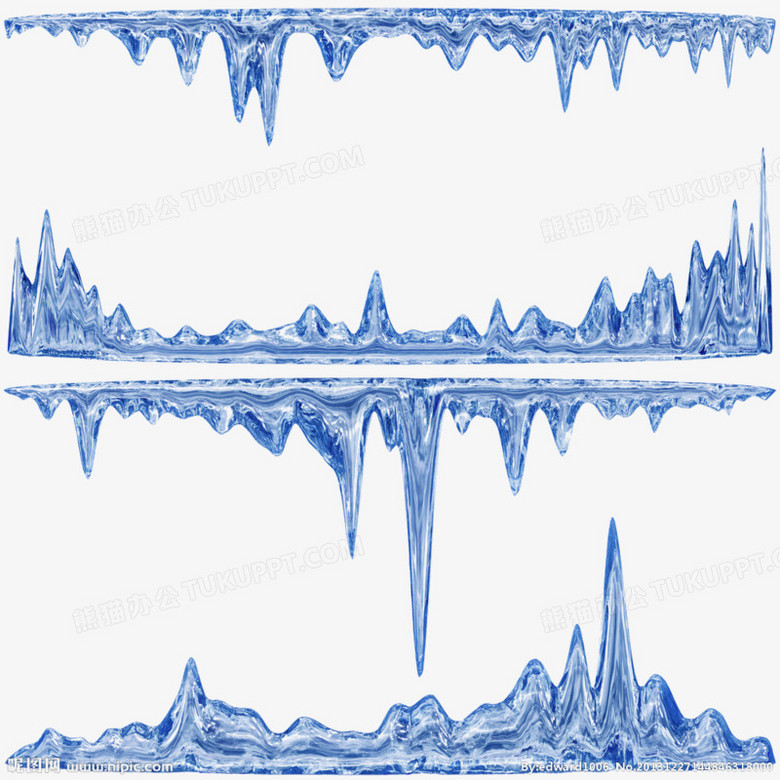 手绘蓝色卡通冰柱