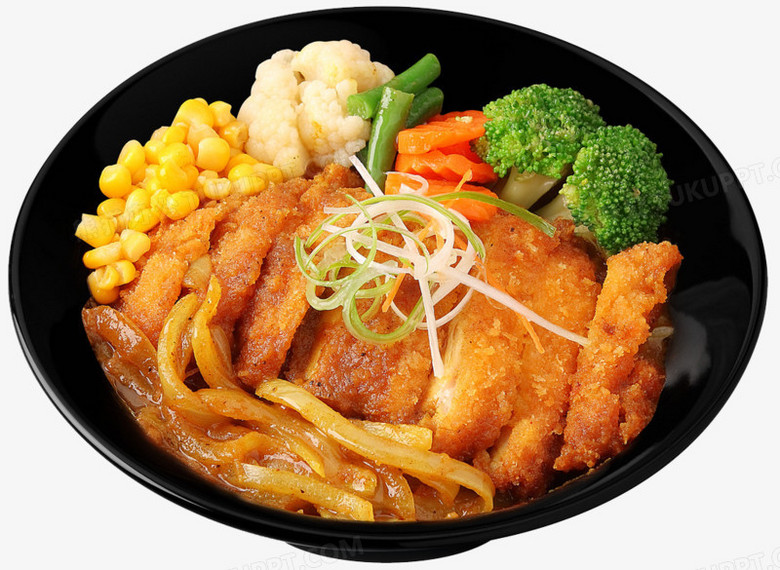 三色蔬菜咖喱鸡排饭png图片素材下载_咖喱png_熊猫办公