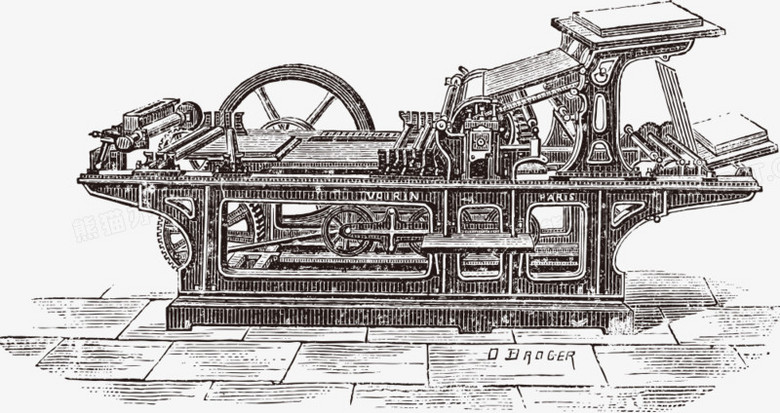 矢量老式印刷机