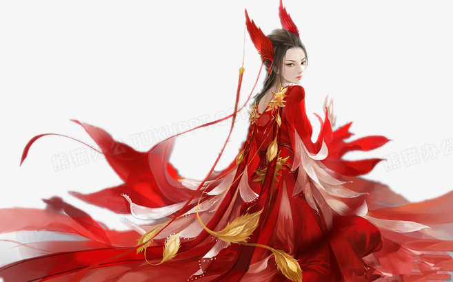 红衣妖女古风手绘png图片素材下载_古风png_熊猫办公