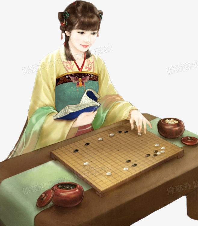 古风围棋女子png图片素材下载_古风png_熊猫办公