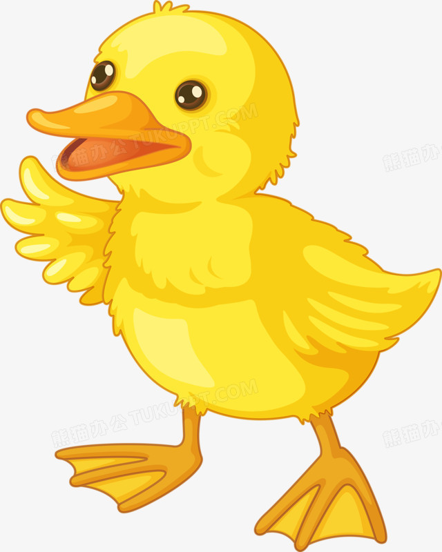 在整个配色上使用黄色为基本色调,设计了一只可爱的小鸭子,卡通效果
