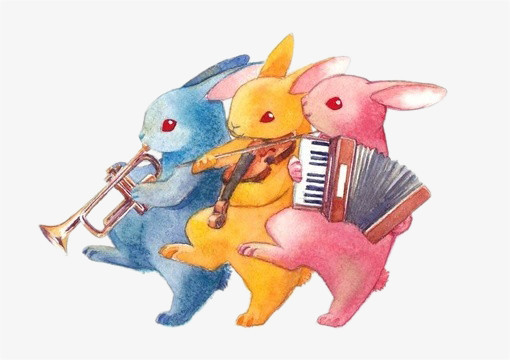 卡通彩色兔子音乐
