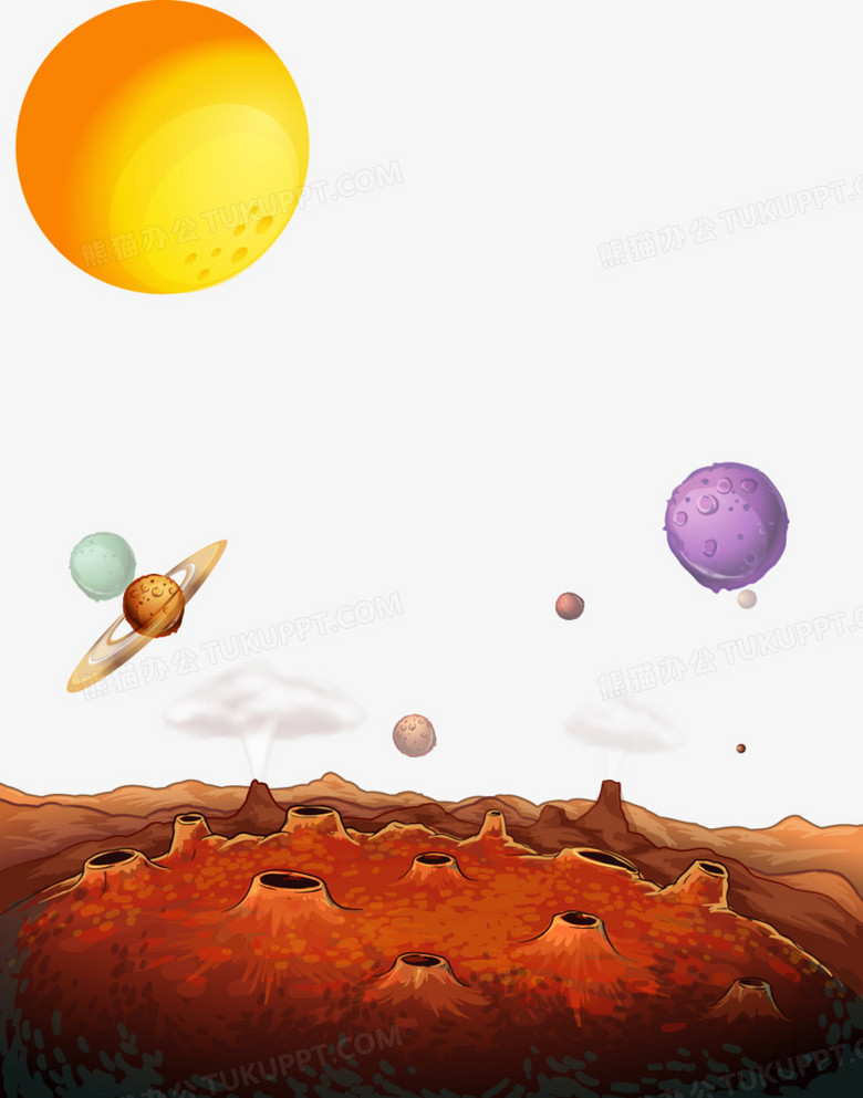 本作品全称为《彩色卡通风火星表面宇宙星球创意元素,使用adobe