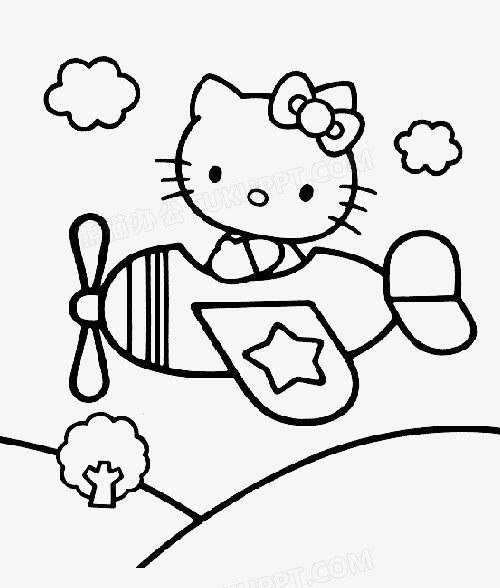 本作品全称为《卡通手绘kitty猫简笔画创意元素》,在整个配色上以