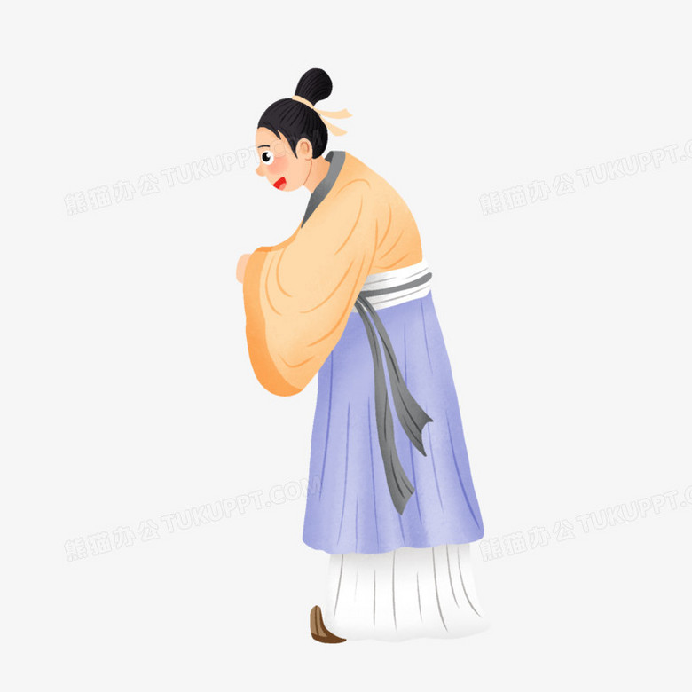 卡通手绘古代男子行礼问候免抠元素