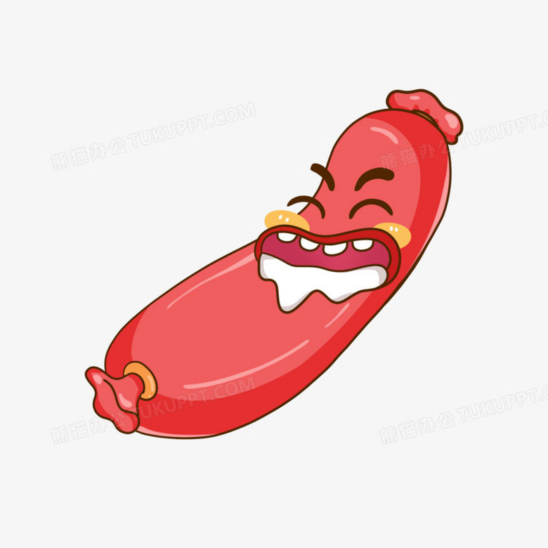 卡通手绘食物香肠拟人表情包之流口水素材