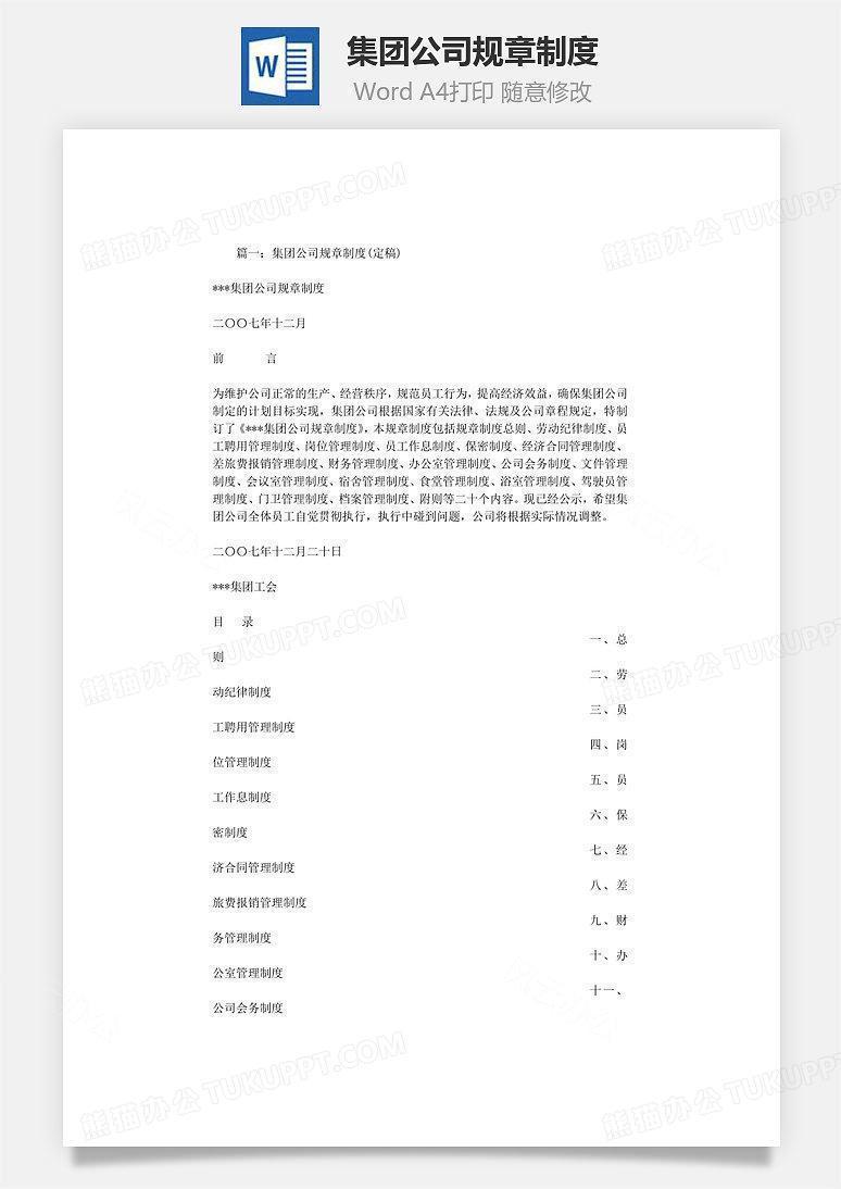 集团公司规章制度Word文档