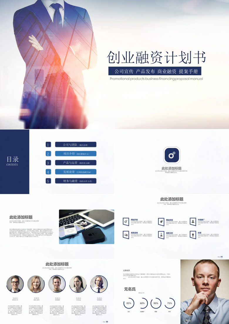 创业融资计划书PPT模板