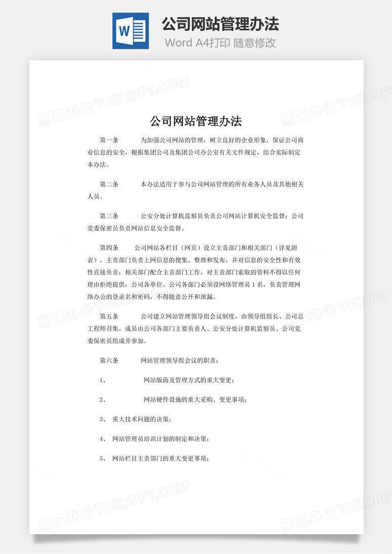 公司网站管理办法word文档