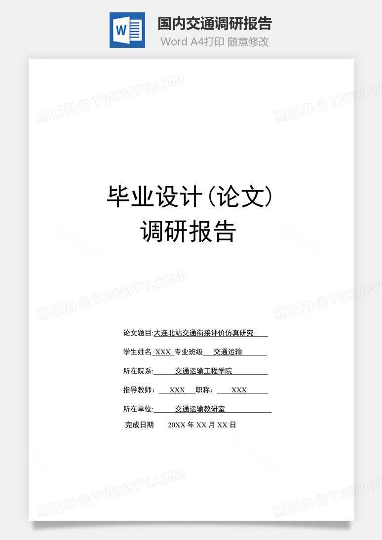 国内交通调研报告word文档