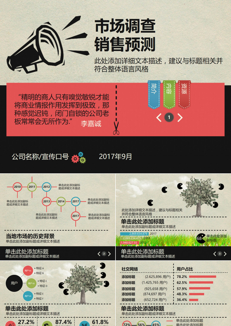市場調(diào)查銷售預(yù)測靜態(tài)PPT模板 市場調(diào)查銷售預(yù)測靜態(tài)PPT模板