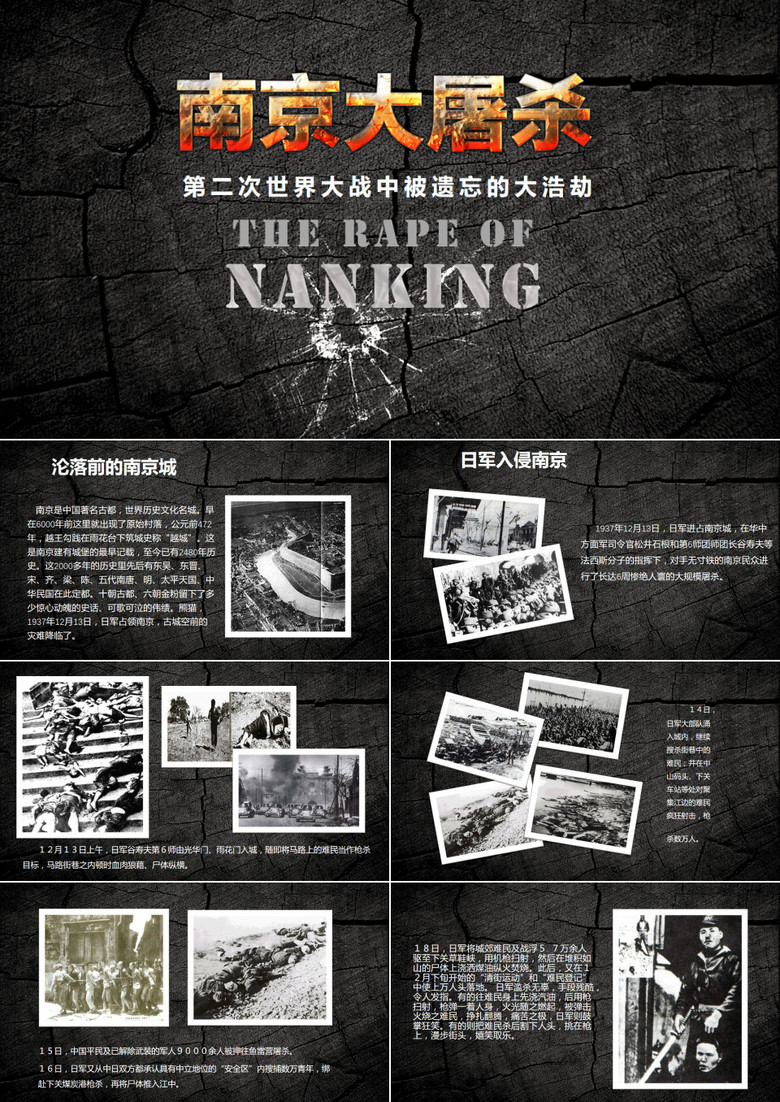 国家公祭日南京大屠杀含详细内容PPT模板