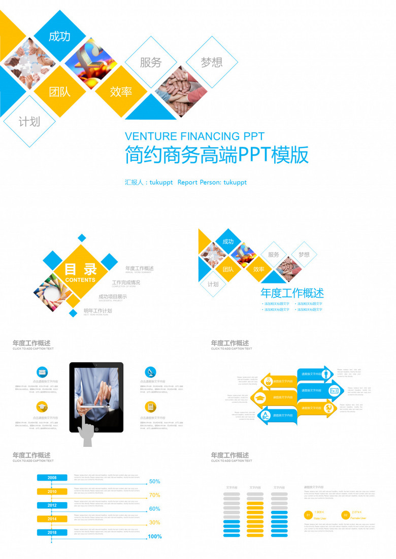简约融资总结汇报PPT模版