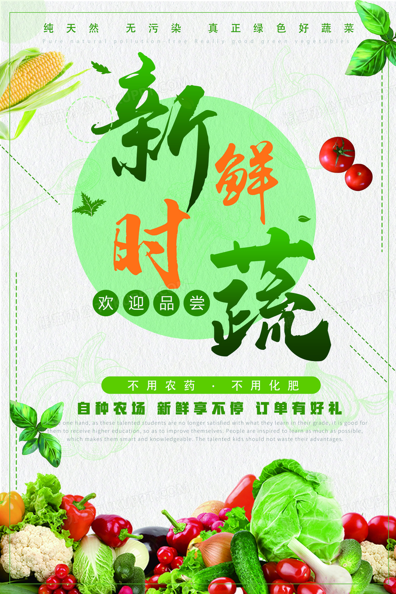 新鲜时蔬无公害蔬菜海报