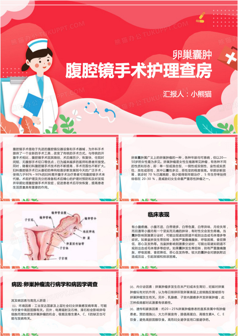 卵巢肿瘤腹腔镜手术护理查房PPT模板