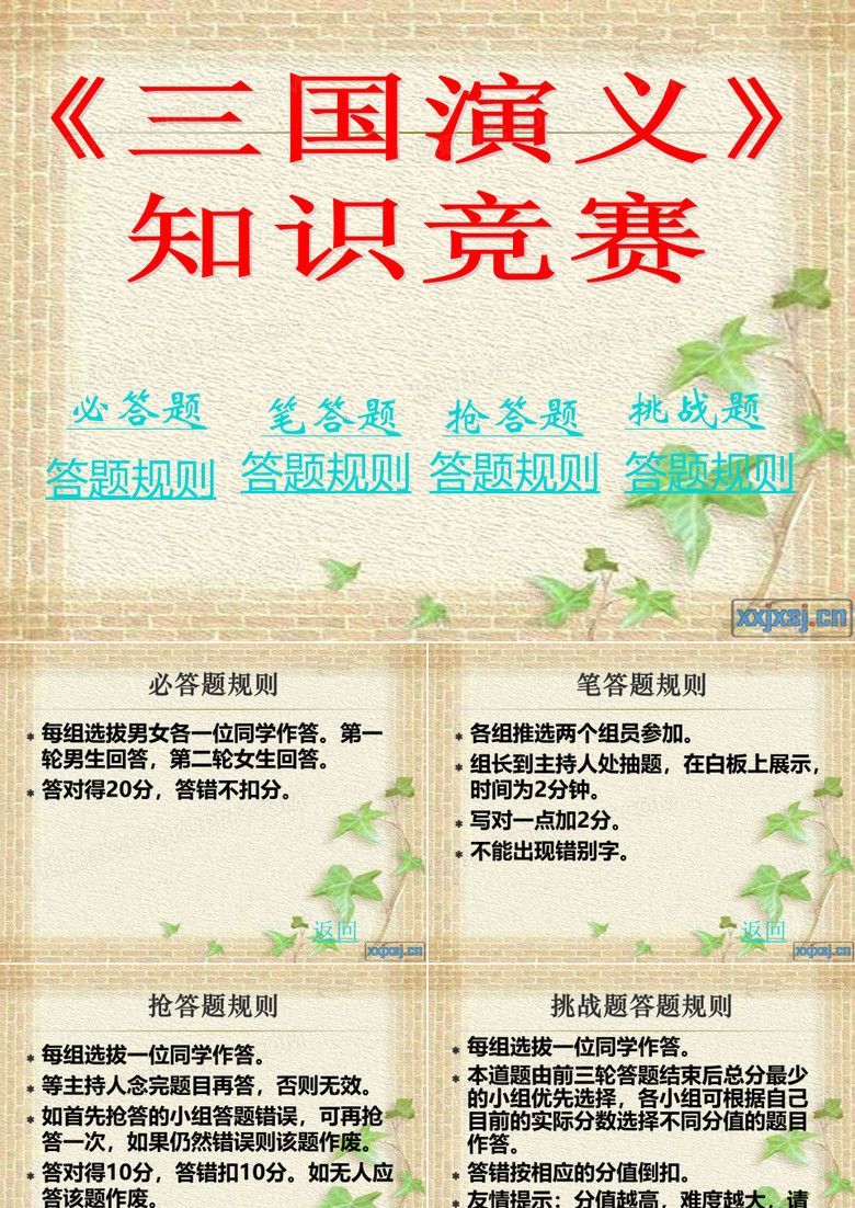 《三国演义》知识竞赛老师用