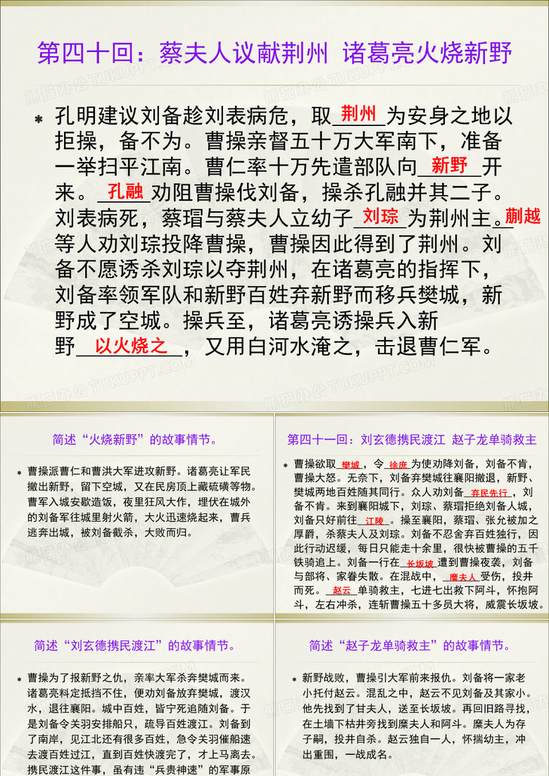 三国演义(40-60回)情节填空及简答