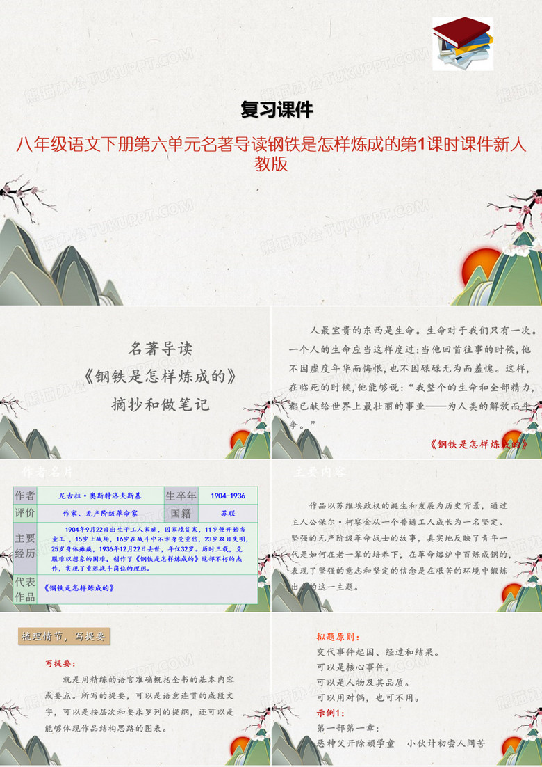 八年级语文下册第六单元名著导读钢铁是怎样炼成的第1课时课件新人教版