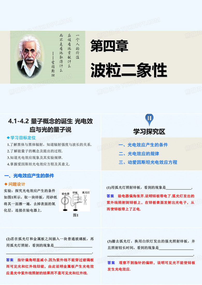 2015高中物理 4.1-4.2 量子概念的诞生 光电效应与光的量子说 课件（教科版选修3-5）