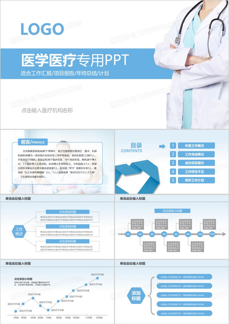 清新医疗护理医药医院护士动态PPT模板