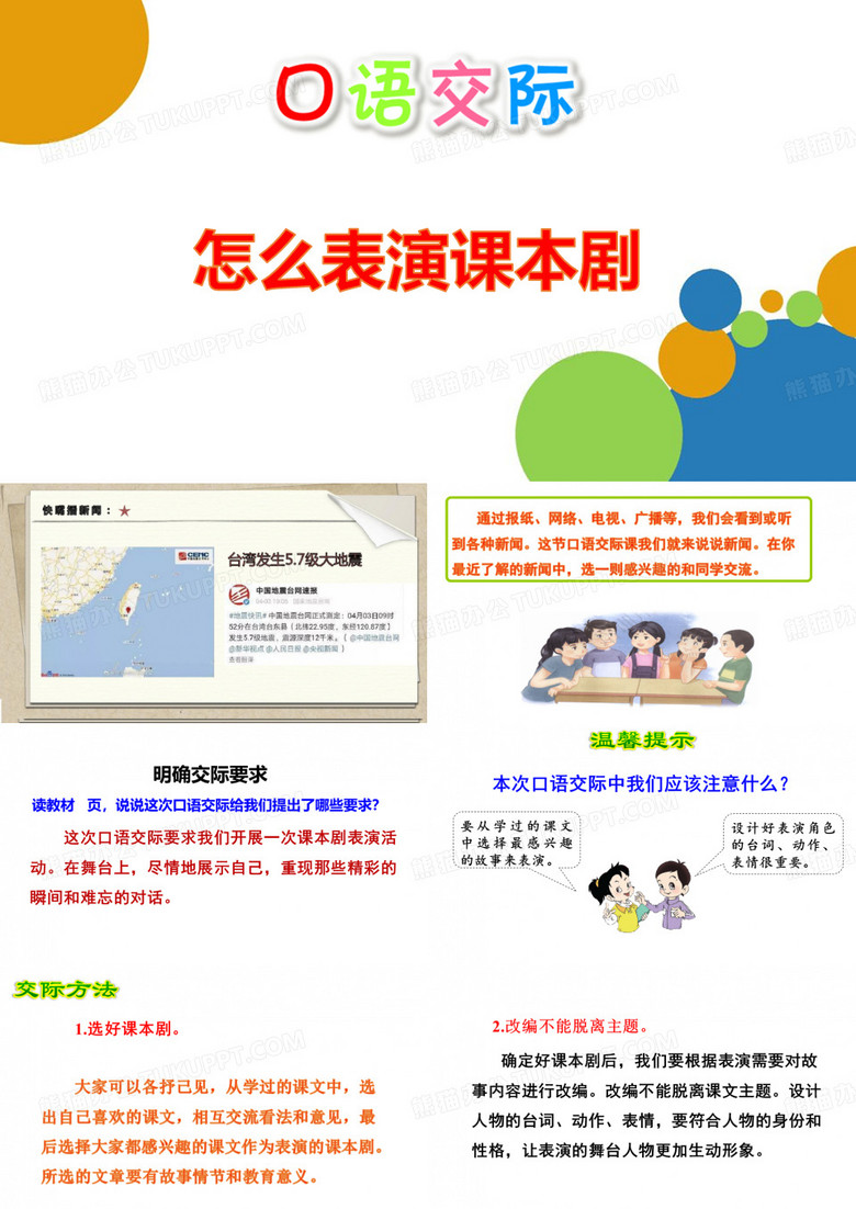 五年级下册口语交际《怎么表演课本剧》ppt课件01