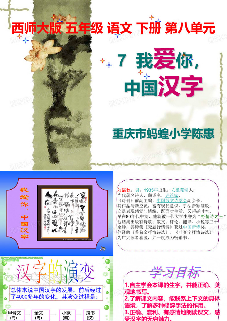西师    五下  31、我爱你,中国汉字