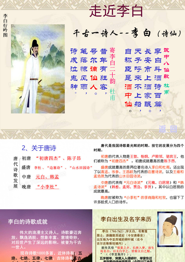 李白诗歌谱写人生ppt