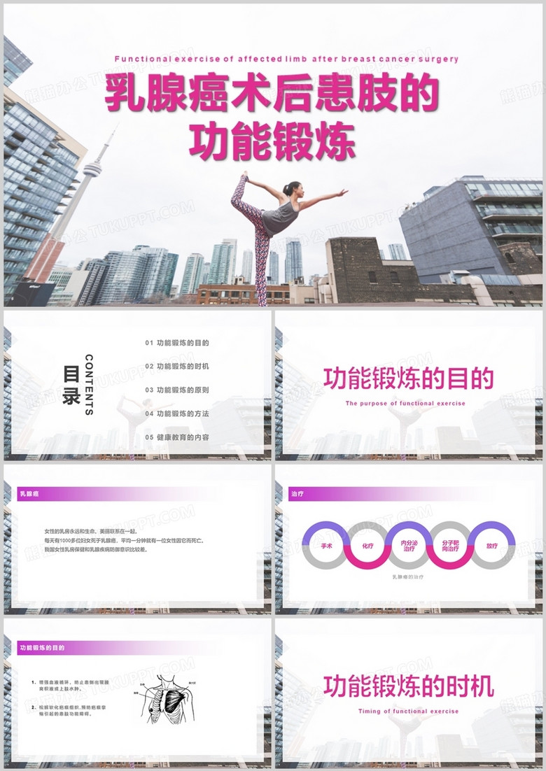 乳腺癌术后患肢的功能锻炼PPT模板
