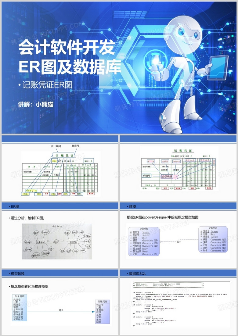 会计软件开发er图及数据库PPT模板