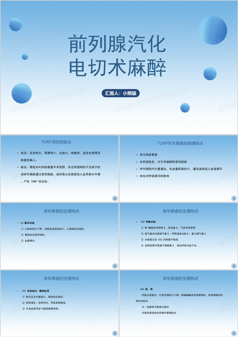 浅蓝色前列腺电切护理查房PPT模板