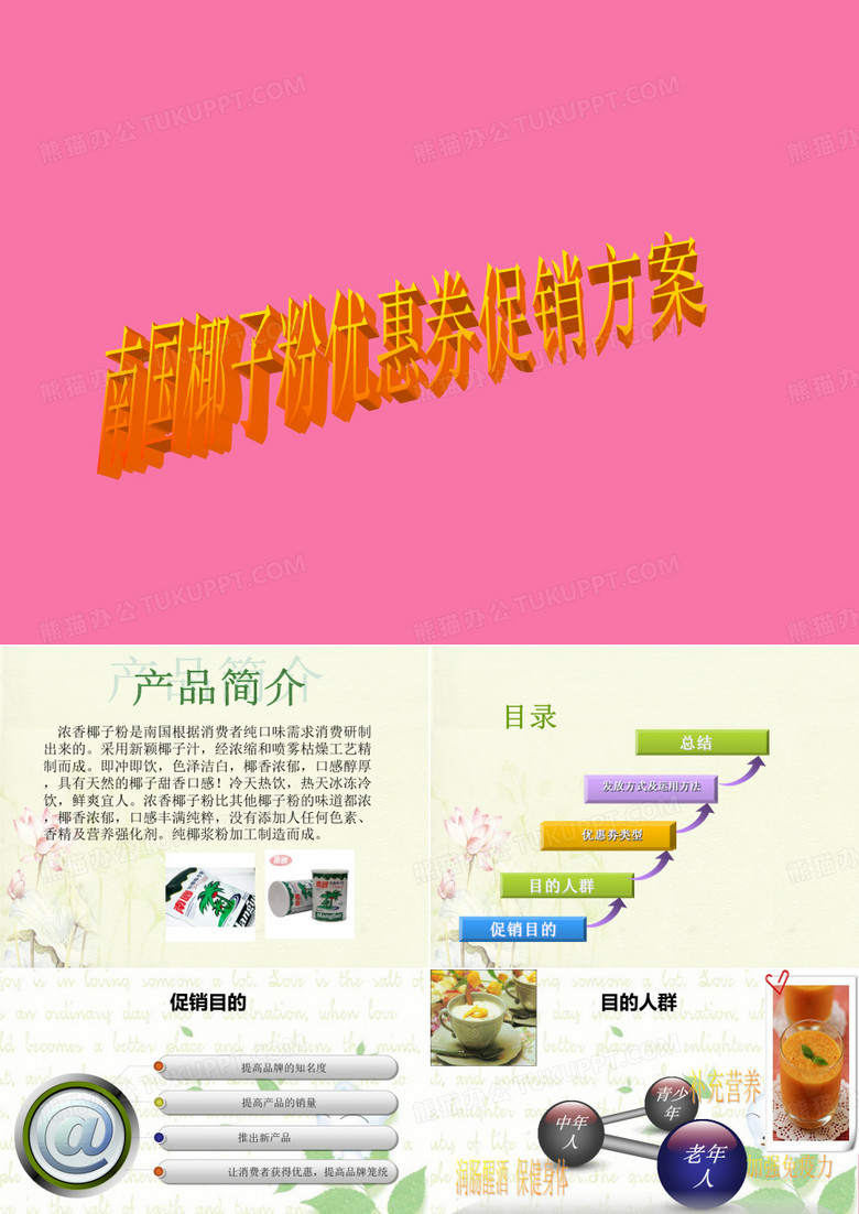 南国椰子粉优惠券促销方案ppt课件