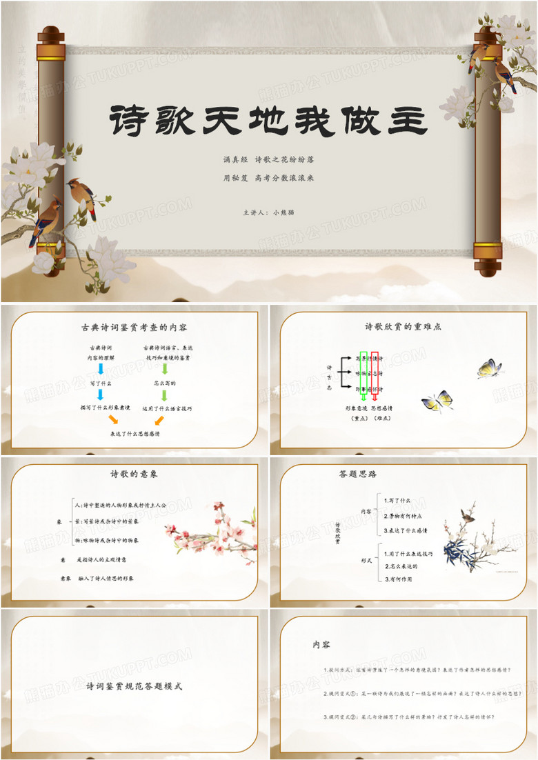 语文高考古诗词复习课件PPT模板