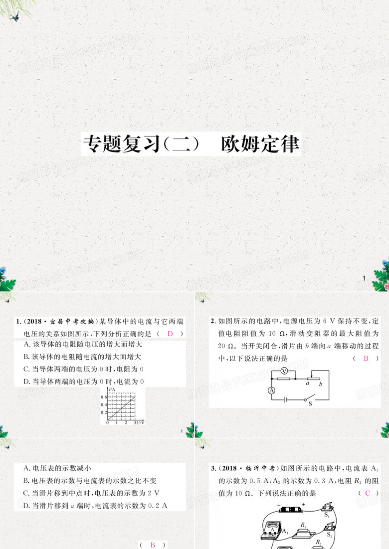 九年级物理人教版下册课件：专题复习2  欧姆定律 (共23张PPT)
