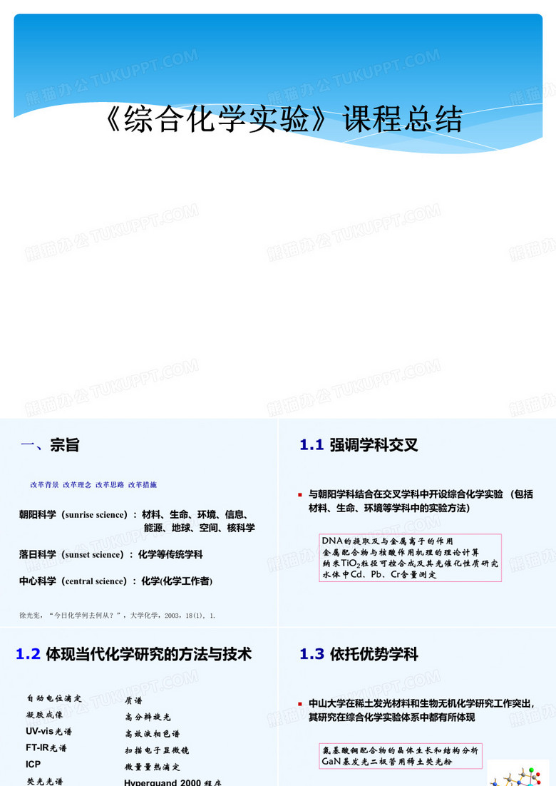 《综合化学实验》课程总结