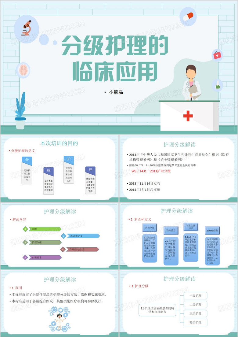 绿色简约风分级护理分级医疗护理PPT模板