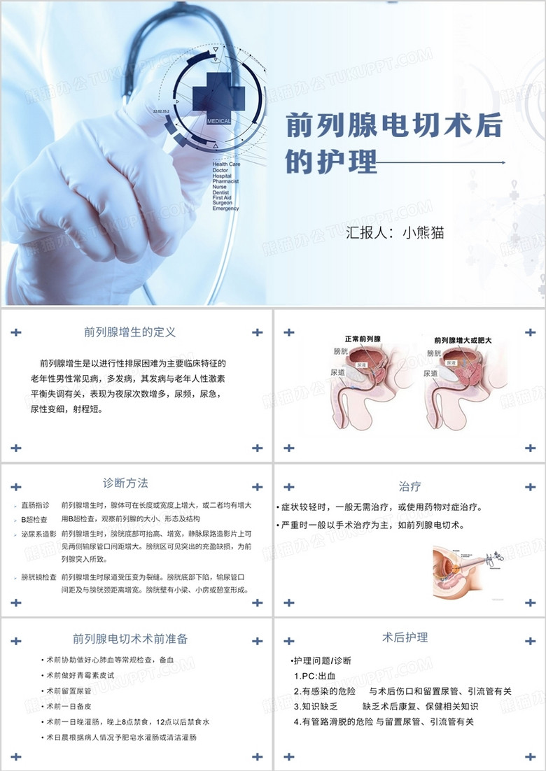 简约风前列腺电切术后的护理PPT模板