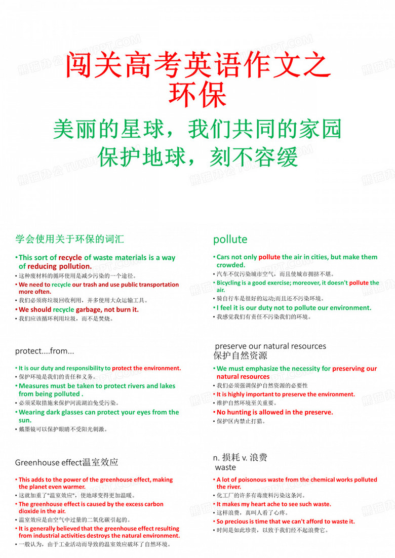 闯关高考英语作文之环保