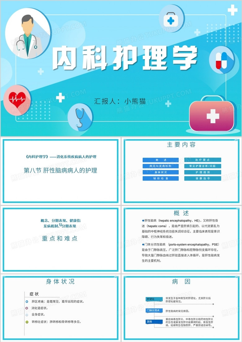 简约风内科护理学医疗护理PPT模板