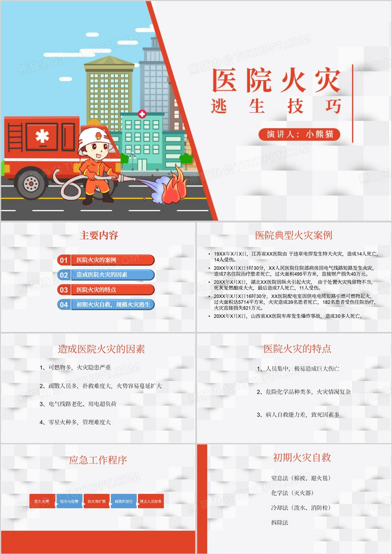 医院火灾逃生技巧PPT模板