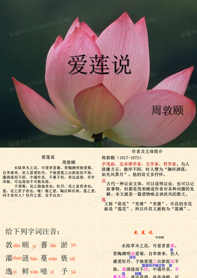 《爱莲说》ppt