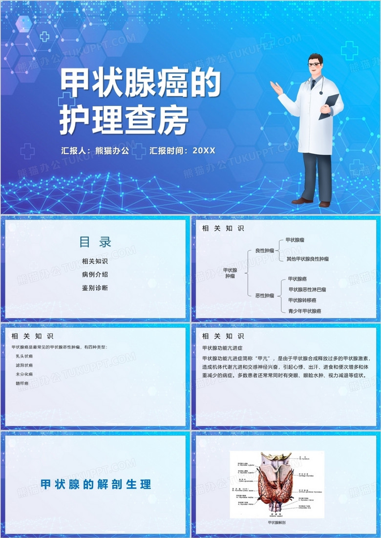 甲状腺甲状腺癌的护理查房PPT模板