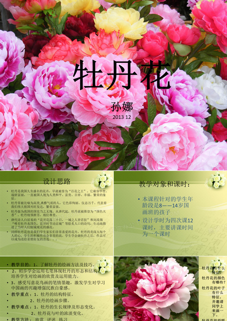 少儿国画课件PPT-牡丹花