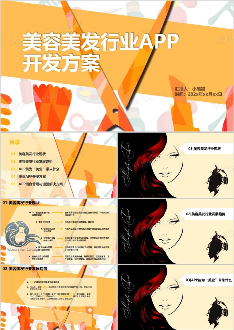美容美发行业app开发方案汇报PPT模板