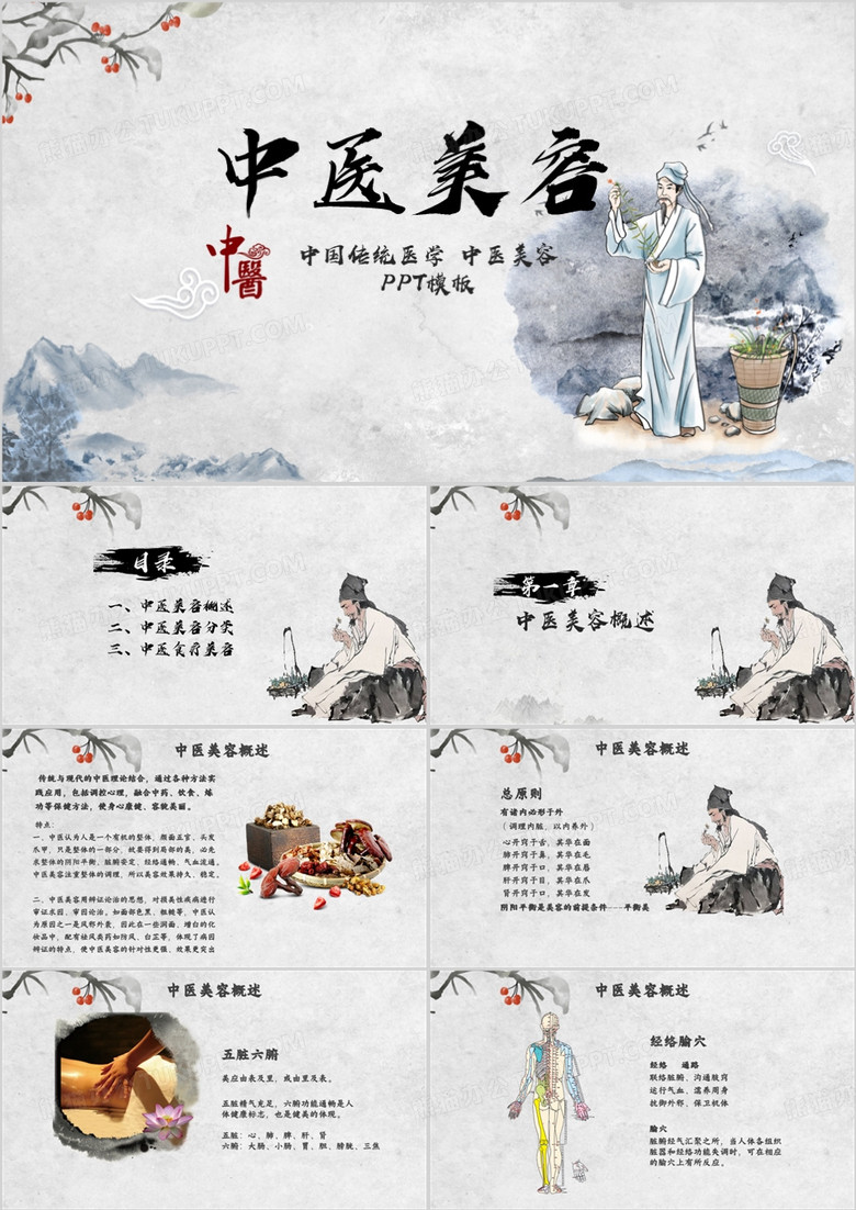 中国传统医学中医美容养生PPT模板