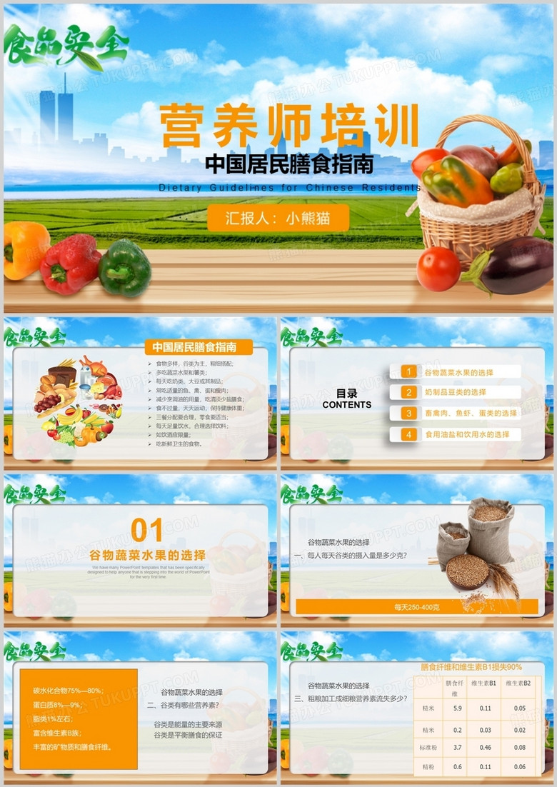 中国居民膳食指南营养师培训PPT模板