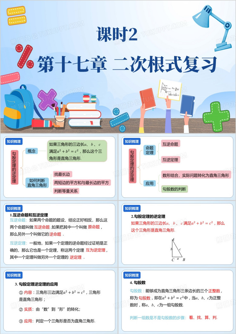 蓝色简约人教版数学二次根式课件PPT模板