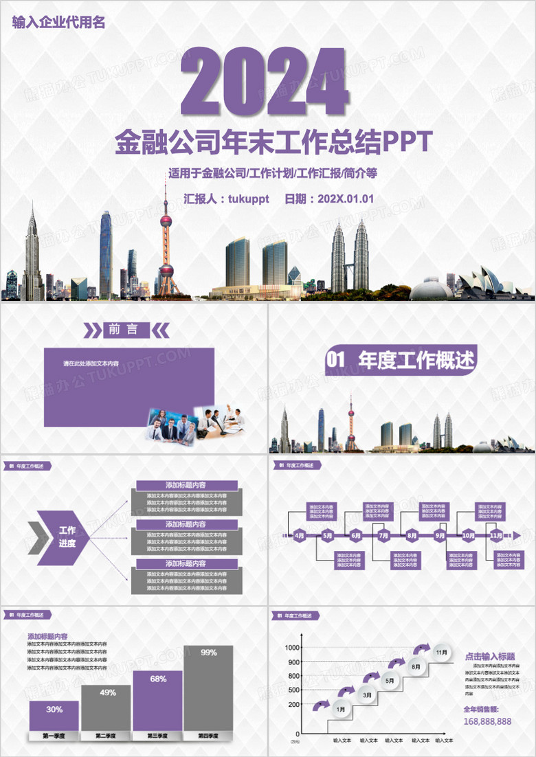 金融公司年度总结PPT模板