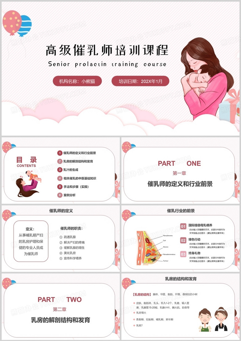 家政機(jī)構(gòu)護(hù)理人員催乳師培訓(xùn)PPT模板
